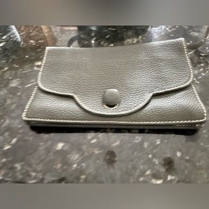 Gray elegant leather women clutch